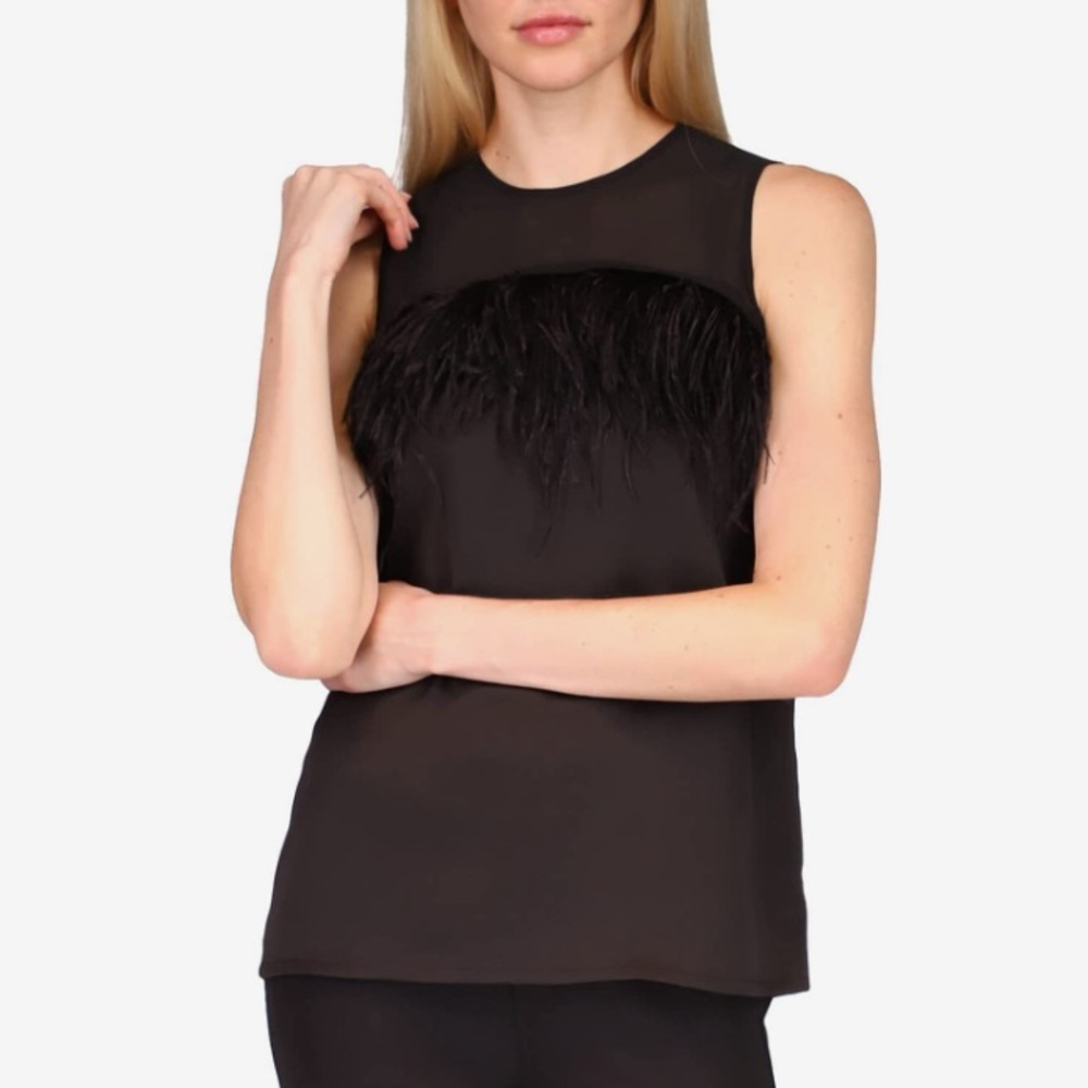 MICHAEL Michael Kors Feather-Trim Tank Top